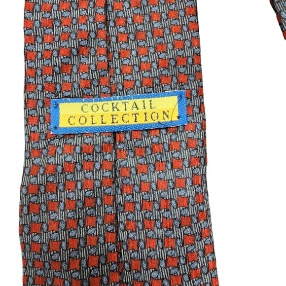 COCKTAIL COLLECTION MENS MULTICOLORED SQUARES SILK TIE - Picture 6 of 7